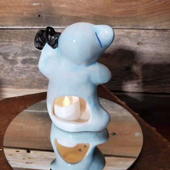 Whimsical  Happy Ghost w/ Jack o' Lantern & Bat Votive Candle Holder - #2 - Picture 6 of 7